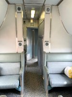The lower and upper berth rooms are on the left and right in Chateau Sleeping Car 